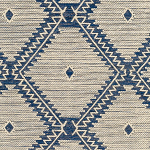 Surya Bedouin 2' X 3' Handmade Wool-cotton Rug – Unique Global Flair, Durable No-pile Design, Fringe Accent Blue Cotton,Wool Bdo2313-35