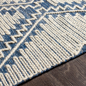 Surya Bedouin 2' X 3' Handmade Wool-cotton Rug – Unique Global Flair, Durable No-pile Design, Fringe Accent Blue Cotton,Wool Bdo2313-35