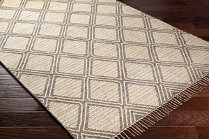 Surya Bedouin 2' X 3' Handmade Wool-cotton Rug – Unique Global Flair, Durable No-pile Design, Fringe Accent Medium Gray Cotton,Wool Bdo2314-35