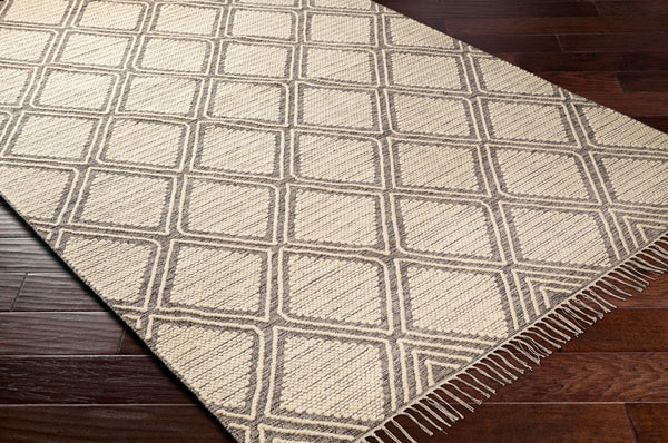 Surya Bedouin 2' X 3' Handmade Wool-cotton Rug – Unique Global Flair, Durable No-pile Design, Fringe Accent Medium Gray Cotton,Wool Bdo2314-35