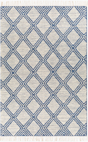 Surya Bedouin 2' X 3' Handmade Wool-cotton Rug – Unique Global Flair, Durable No-pile Design, Fringe Accent Blue Cotton,Wool Bdo2317-23