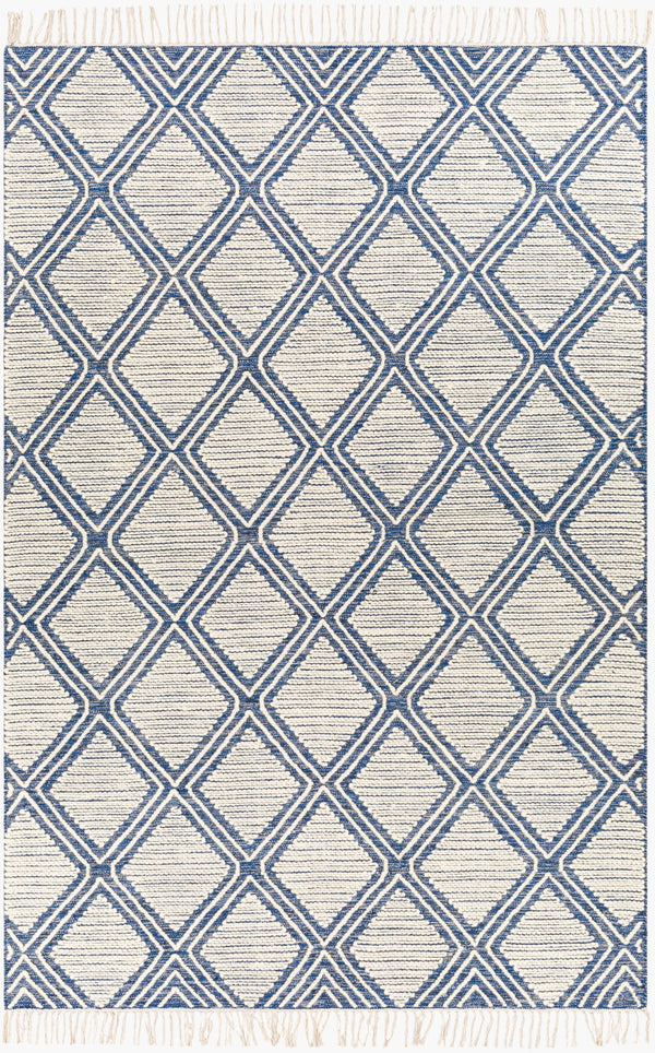 Surya Bedouin 2' X 3' Handmade Wool-cotton Rug – Unique Global Flair, Durable No-pile Design, Fringe Accent Blue Cotton,Wool Bdo2317-23