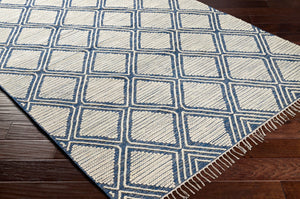 Surya Bedouin 2' X 3' Handmade Wool-cotton Rug – Unique Global Flair, Durable No-pile Design, Fringe Accent Blue Cotton,Wool Bdo2317-23