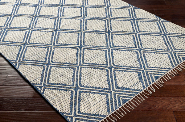 Surya Bedouin 2' X 3' Handmade Wool-cotton Rug – Unique Global Flair, Durable No-pile Design, Fringe Accent Blue Cotton,Wool Bdo2317-23