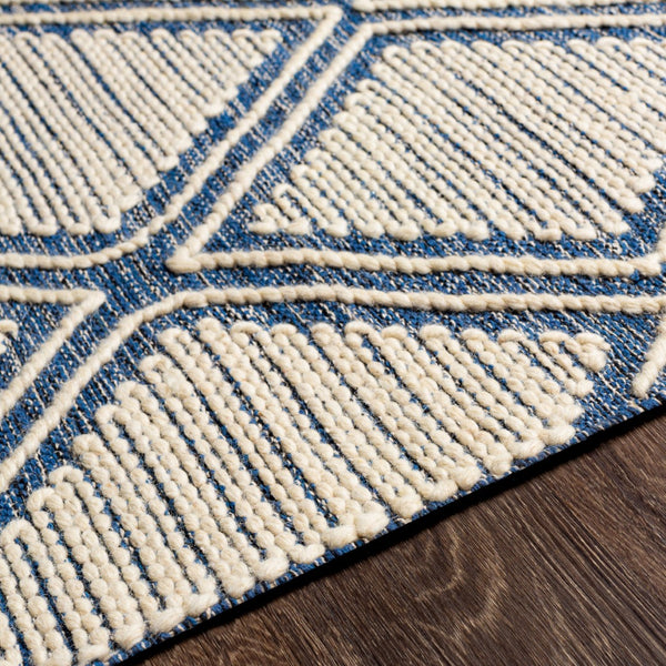Surya Bedouin 2' X 3' Handmade Wool-cotton Rug – Unique Global Flair, Durable No-pile Design, Fringe Accent Blue Cotton,Wool Bdo2317-23
