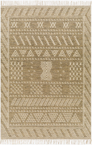 Surya Bedouin 2' X 3' Handmade Wool-cotton Rug – Unique Global Flair, Durable No-pile Design, Fringe Accent Taupe Cotton,Wool Bdo2319-23