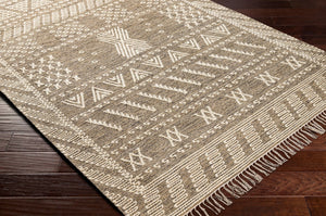 Surya Bedouin 2' X 3' Handmade Wool-cotton Rug – Unique Global Flair, Durable No-pile Design, Fringe Accent Taupe Cotton,Wool Bdo2319-23