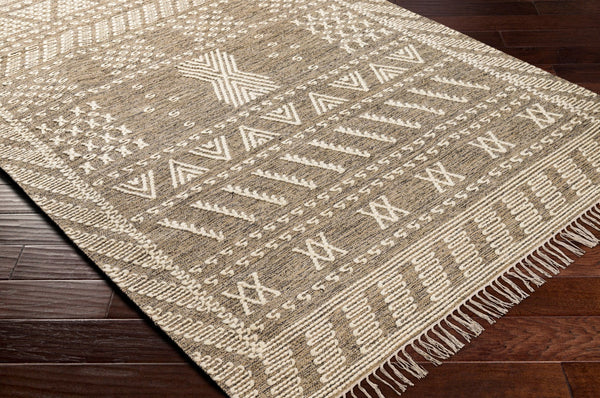 Surya Bedouin 2' X 3' Handmade Wool-cotton Rug – Unique Global Flair, Durable No-pile Design, Fringe Accent Taupe Cotton,Wool Bdo2319-23