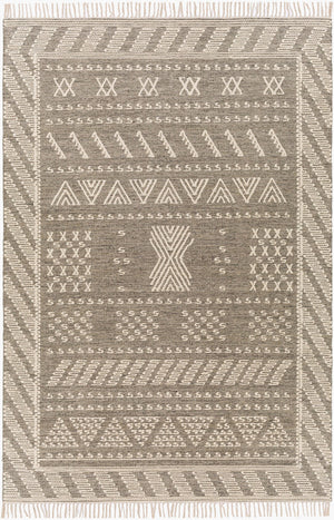 Surya Bedouin 2' X 3' Handmade Wool-cotton Rug – Unique Global Flair, Durable No-pile Design, Fringe Accent Medium Gray Cotton,Wool Bdo2320-23