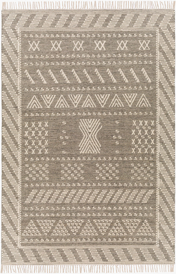 Surya Bedouin 2' X 3' Handmade Wool-cotton Rug – Unique Global Flair, Durable No-pile Design, Fringe Accent Medium Gray Cotton,Wool Bdo2320-23
