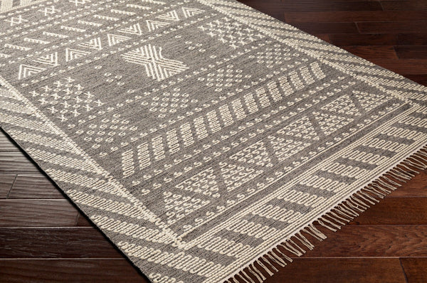 Surya Bedouin 2' X 3' Handmade Wool-cotton Rug – Unique Global Flair, Durable No-pile Design, Fringe Accent Medium Gray Cotton,Wool Bdo2320-23