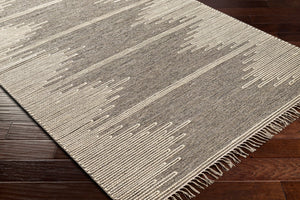 Surya Bedouin 2' X 3' Handmade Wool-cotton Rug – Unique Global Flair, Durable No-pile Design, Fringe Accent Medium Gray Cotton,Wool Bdo2321-23