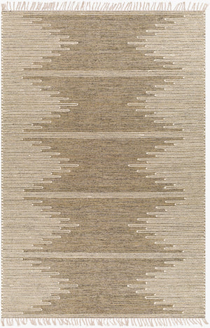Surya Bedouin 2' X 3' Handmade Wool-cotton Rug – Unique Global Flair, Durable No-pile Design, Fringe Accent Taupe Cotton,Wool Bdo2322-35