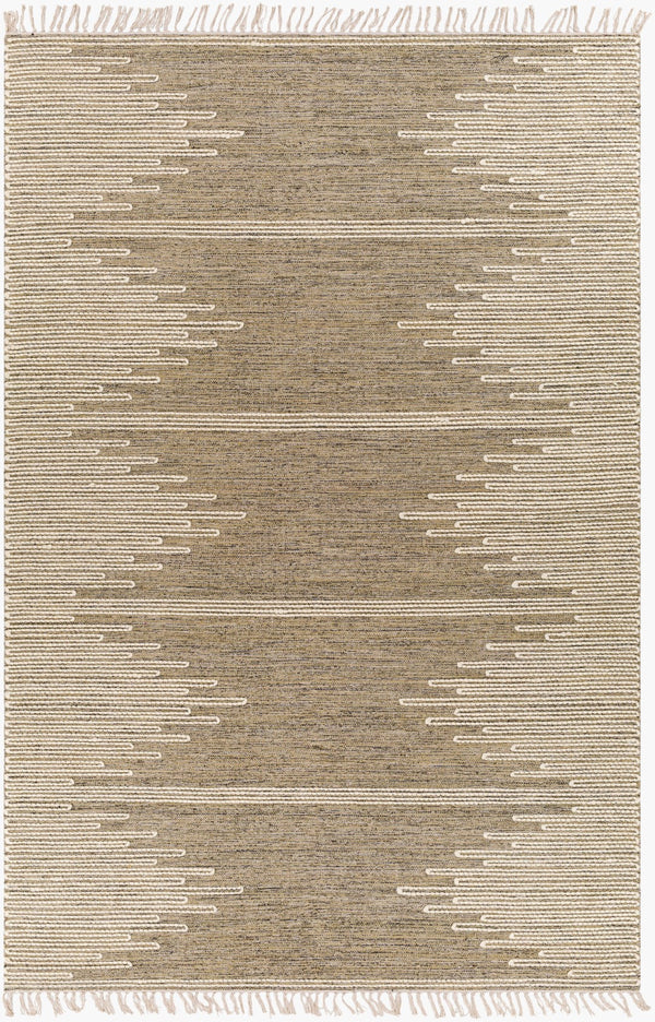 Surya Bedouin 2' X 3' Handmade Wool-cotton Rug – Unique Global Flair, Durable No-pile Design, Fringe Accent Taupe Cotton,Wool Bdo2322-35