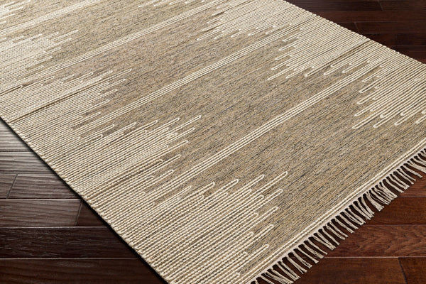 Surya Bedouin 2' X 3' Handmade Wool-cotton Rug – Unique Global Flair, Durable No-pile Design, Fringe Accent Taupe Cotton,Wool Bdo2322-35