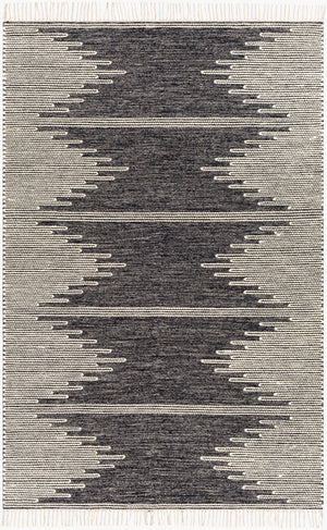 Surya Bedouin 2' X 3' Handmade Wool-cotton Rug – Unique Global Flair, Durable No-pile Design, Fringe Accent Black Cotton,Wool Bdo2323-23