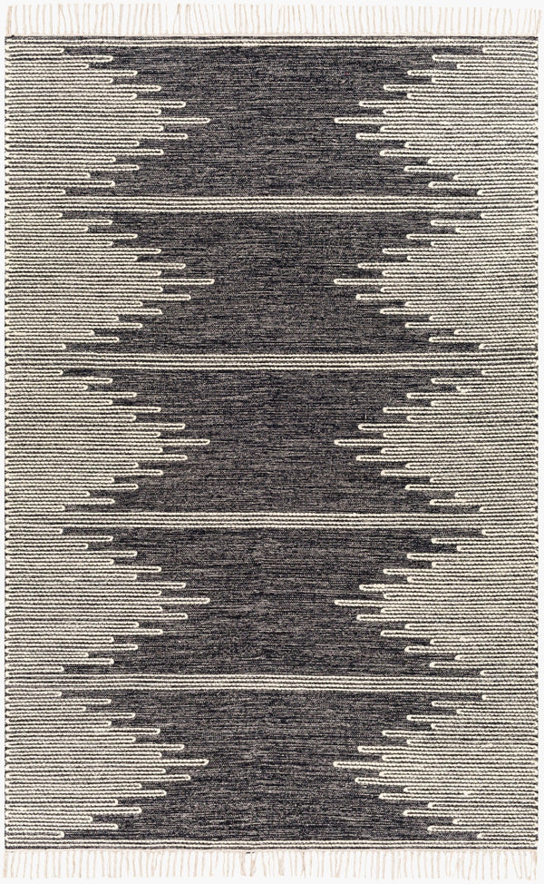 Surya Bedouin 2' X 3' Handmade Wool-cotton Rug – Unique Global Flair, Durable No-pile Design, Fringe Accent Black Cotton,Wool Bdo2323-23