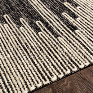 Surya Bedouin 2' X 3' Handmade Wool-cotton Rug – Unique Global Flair, Durable No-pile Design, Fringe Accent Black Cotton,Wool Bdo2323-23