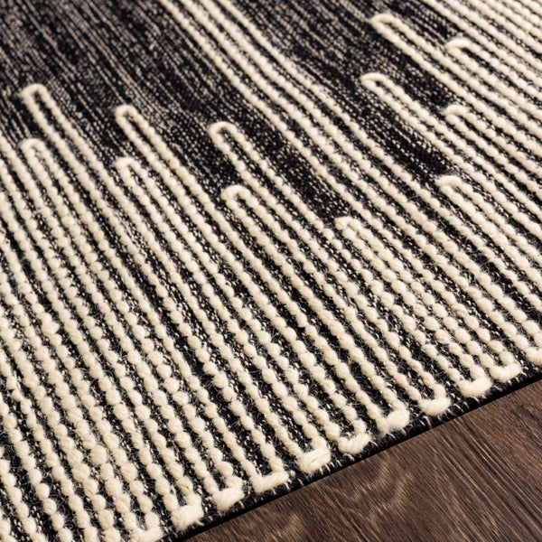 Surya Bedouin 2' X 3' Handmade Wool-cotton Rug – Unique Global Flair, Durable No-pile Design, Fringe Accent Black Cotton,Wool Bdo2323-23