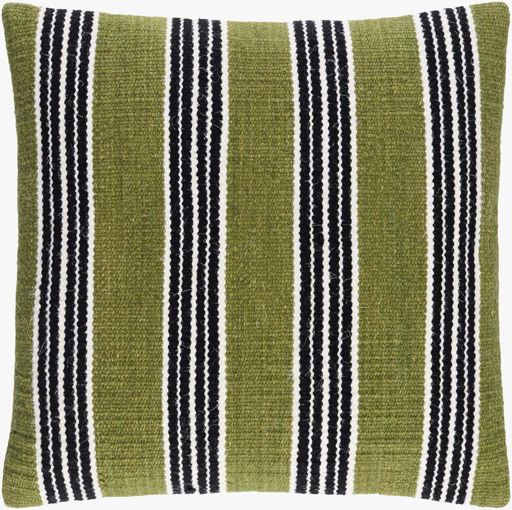 Surya Bold Stripes Accent Pillow - 18" X 18" Cozy Cotton & Wool Farmhouse Charm For Home Décor Olive Wool,Cotton,Cotton Bdp001-1818d