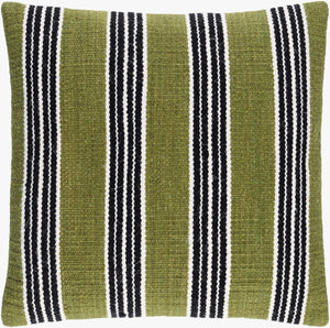 Surya Bold Stripes Accent Pillow - 18" X 18" Cozy Cotton & Wool Farmhouse Charm For Home Décor Olive Wool,Cotton,Cotton Bdp001-1818d