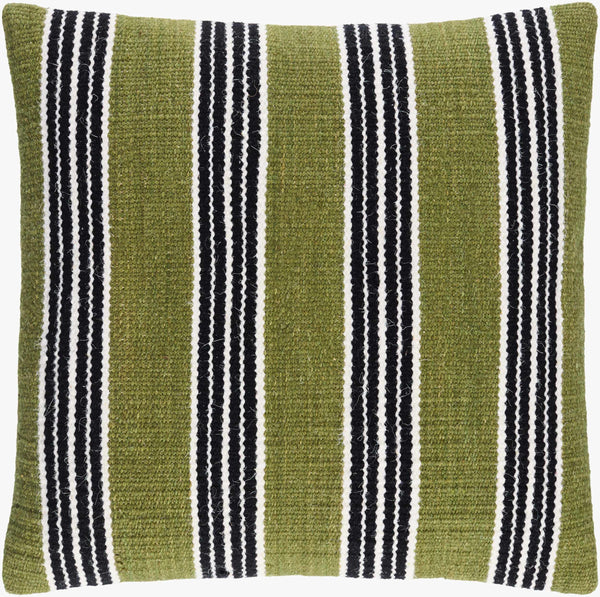 Surya Bold Stripes Accent Pillow - 18" X 18" Cozy Cotton & Wool Farmhouse Charm For Home Décor Olive Wool,Cotton,Cotton Bdp001-1818d