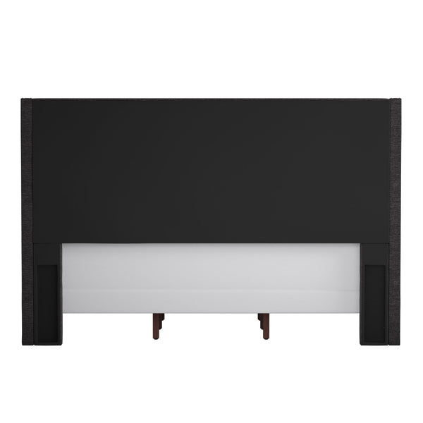 Homelegance By Top-Line Harlyn Tufted Linen Wingback Bed Dark Grey Linen