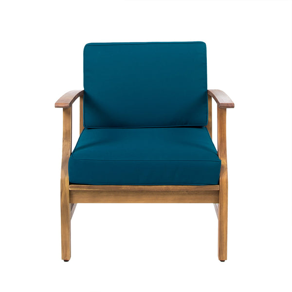 English Elm Perla Solid Acacia Outdoor Club Chair Slatted Hardwood Frame Resort Patio Seat 61442.00BLU