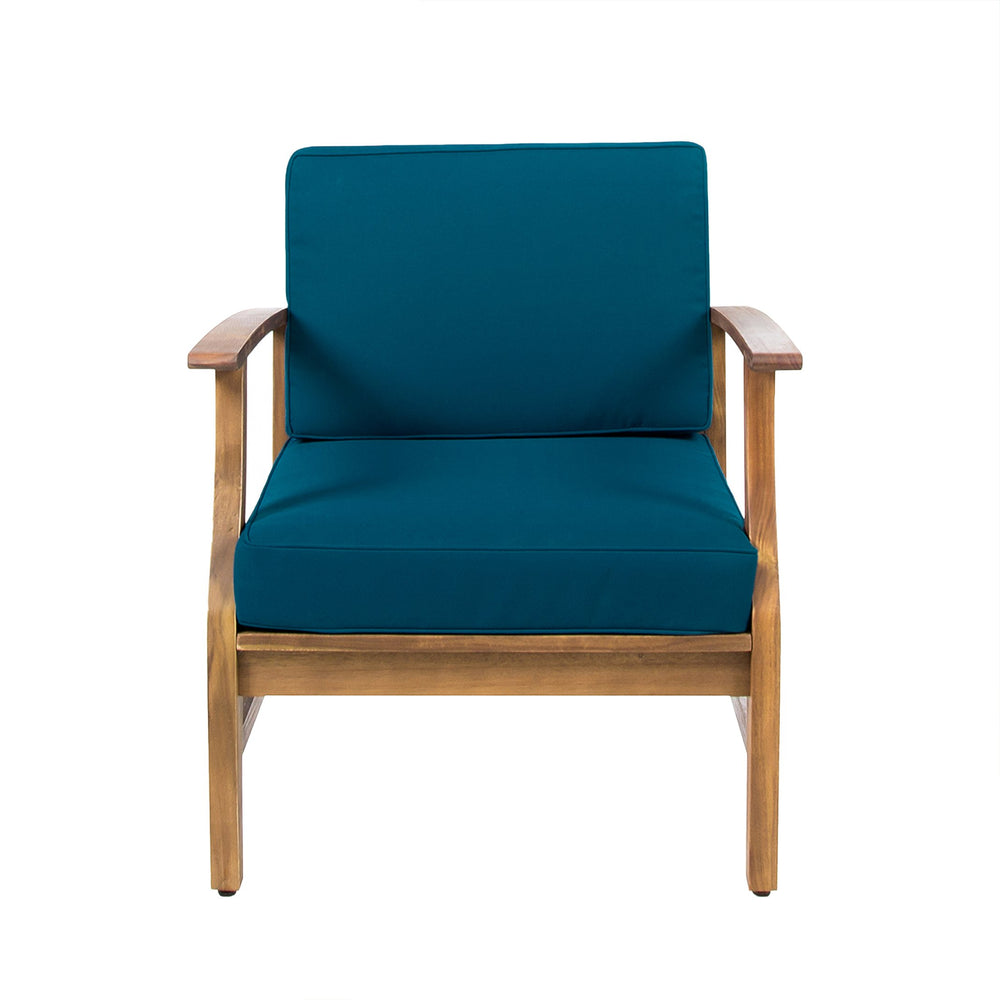 English Elm Perla Solid Acacia Outdoor Club Chair Slatted Hardwood Frame Resort Patio Seat 61442.00BLU-61442.00BLU