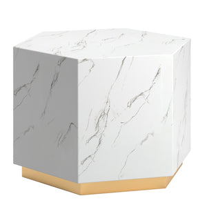 Homelegance By Top-Line Blaise Faux Marble Coffee Table with Casters White Marble