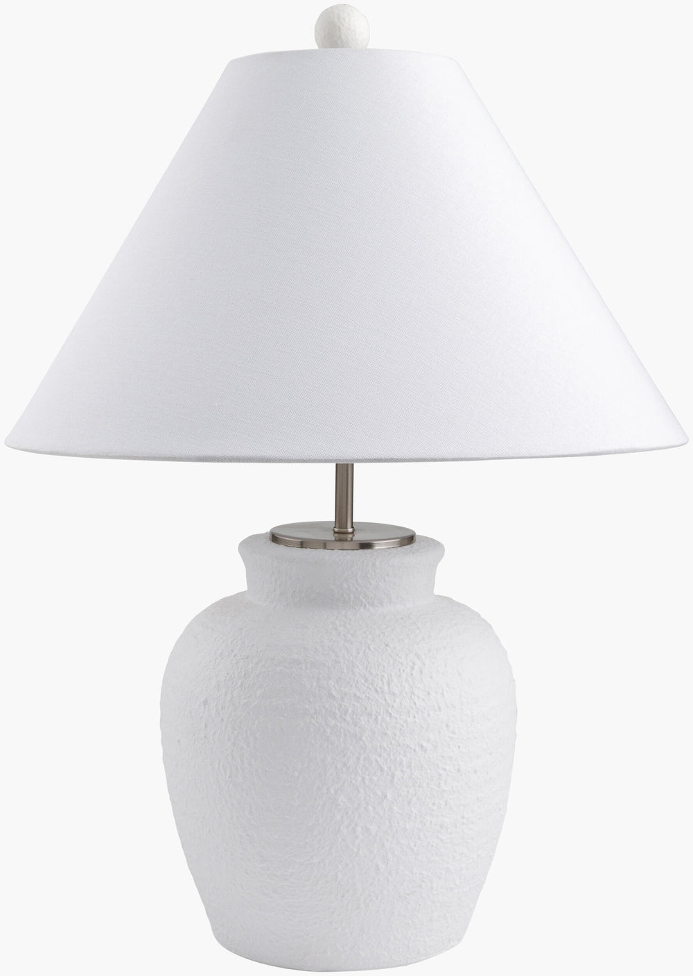 Surya Bordeaux 25" Tall Traditional Accent Table Lamp With Cement Base & Linen Shade For Home Decor Body, White Cement,Iron,Linen,Polyester,Plastic Bdx-001