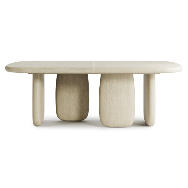 Bernhardt Bernhardt Arcadia Oval Wood Dining Table With 24" Removable Leaf, Clay Finish, Sculptural Legs K2030