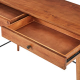 Homelegance By Top-Line Sarai Wood 2-Drawer TV Stand Console Table Brown Rubberwood