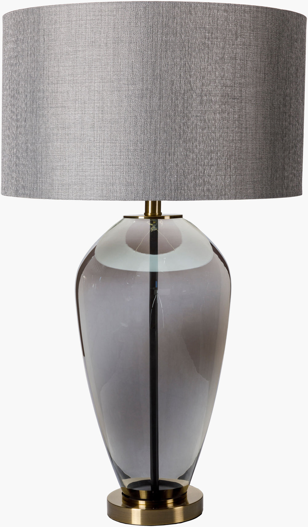 Surya Bardsey 31" Traditional Accent Table Lamp - Stylish Metal & Glass Design With Easy-clean Shade Body, Light Gray,Base, Gold,Finial, Gold,Harp, Metallic ,Gold,Cord, Translucent Glass,Iron,Linen,Iron Bdy-001