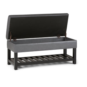 English Elm Cosmopolitan Storage Ottoman Bench - Versatile Stone Grey Faux Leather With Open Shelf & Safety Lid B136P158569