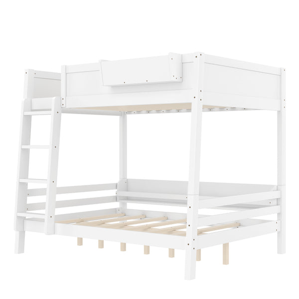 English Elm Full Pine Bunk Bed with Integrated Bookshelves Guardrails and Detachable Frame White W5316S00011