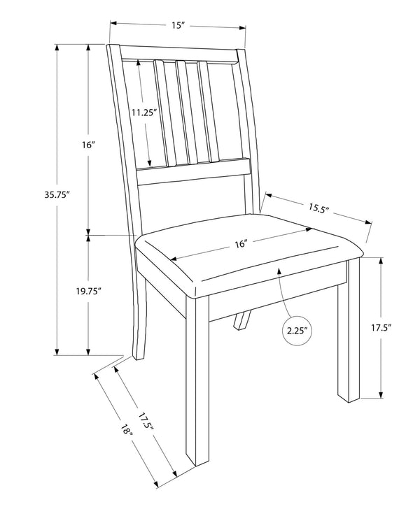 English Elm Dining Chair Set Of 2 - Upholstered Faux Leather With Brown Wood Legs For Modern Dining Spaces B2710P218866