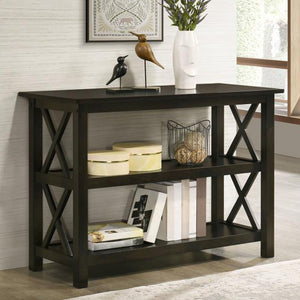 English Elm 2-shelf Deep Merlot Wood Entryway Console Table with Geometric X-Side Panels and Ample Open Shelving B016P370530