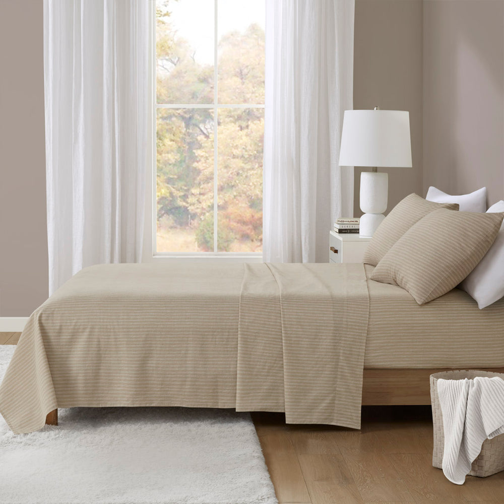 JLA Home Beautyrest - 4 Premium Cotton Flannel Sheet Set Oversized Fit, Brushed Softness, OEKO-TEX Certified Warmth & Durable Comfort BR20-4174