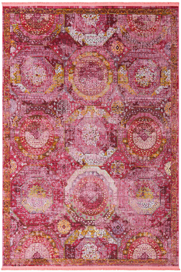 Unique Loom Baracoa Coppelia Machine Made Geometric Rug Pink, Ivory/Olive/Orange/Purple/Pink/Red 7' 1" x 10' 0"