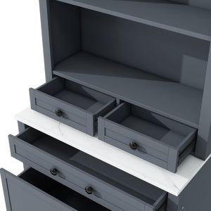 English Elm Modern 83.7in Tall Kitchen Pantry Set of 2 with Faux Marble Countertops, Durable Storage and Anti-Tip Safety Gray SP000075AAE