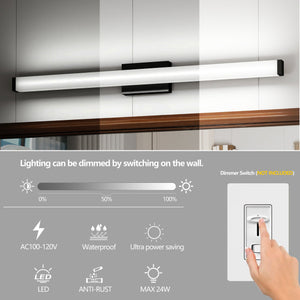 English Elm Black Modern 41" LED Vanity Light Bar Matte Black Wall-Mount Bathroom Fixture Cool White 6000K Energy-Efficient W2312P374952