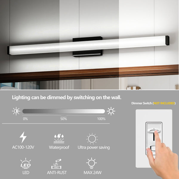 English Elm Black Modern 41" LED Vanity Light Bar Matte Black Wall-Mount Bathroom Fixture Cool White 6000K Energy-Efficient W2312P374952