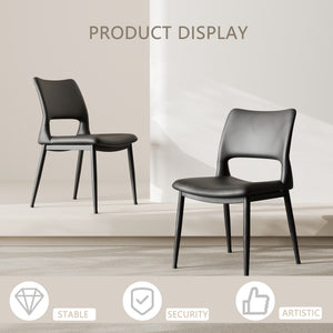 English Elm Modern Black Pu Leather Dining Chairs Set of 2 Ergonomic Metal Frame Seating W1727P251122