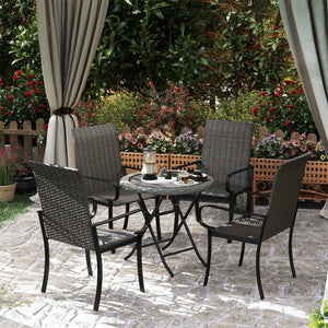 English Elm Outsunny 4 Piece Highback Pe Rattan Patio Armchairs All Weather Deep Seat Set W2225P485565