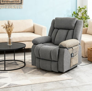 English Elm Electric Power Lift Recliner with Massage Heat Velvet Upholstery and Usb Charging T3971P412308