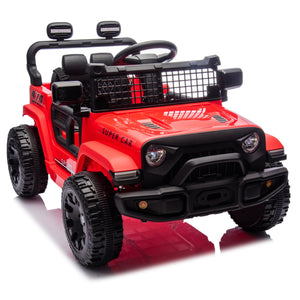 English Elm 24v Kids Ride on Car with Parental Remote Four Wheel Suspension Led Lights Bluetooth Red W1578P235082