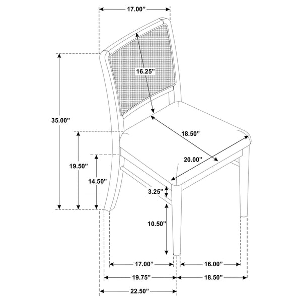 English Elm Benson Sand Wash 5-Piece Dining Set with Removable 18" Leaf, Cane-Back Chairs & Brass Stretcher B062S01288