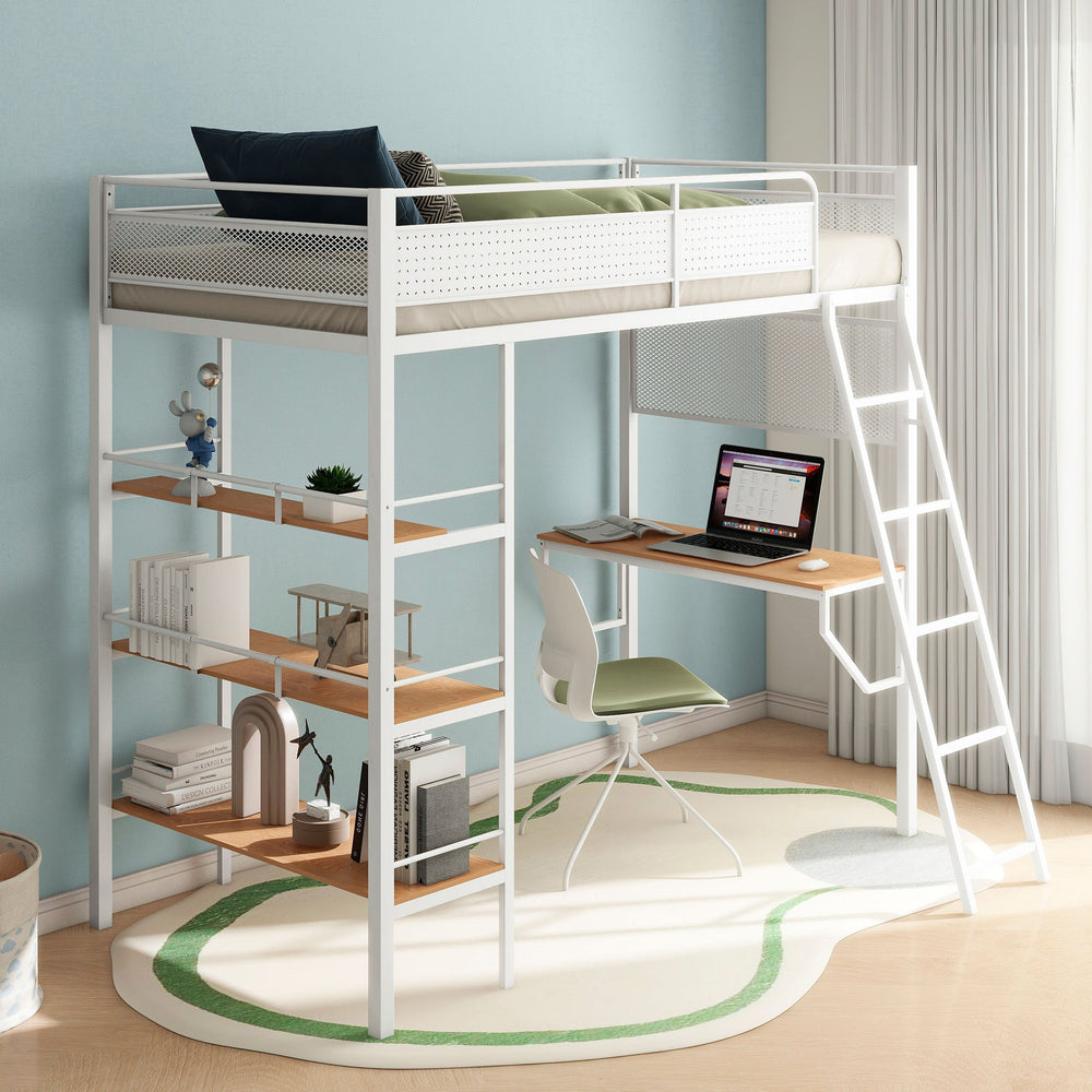 English Elm Metal Twin Over Full Bunk Bed Steel Frame with Guardrails for Kids or Guest Rooms B016P469235