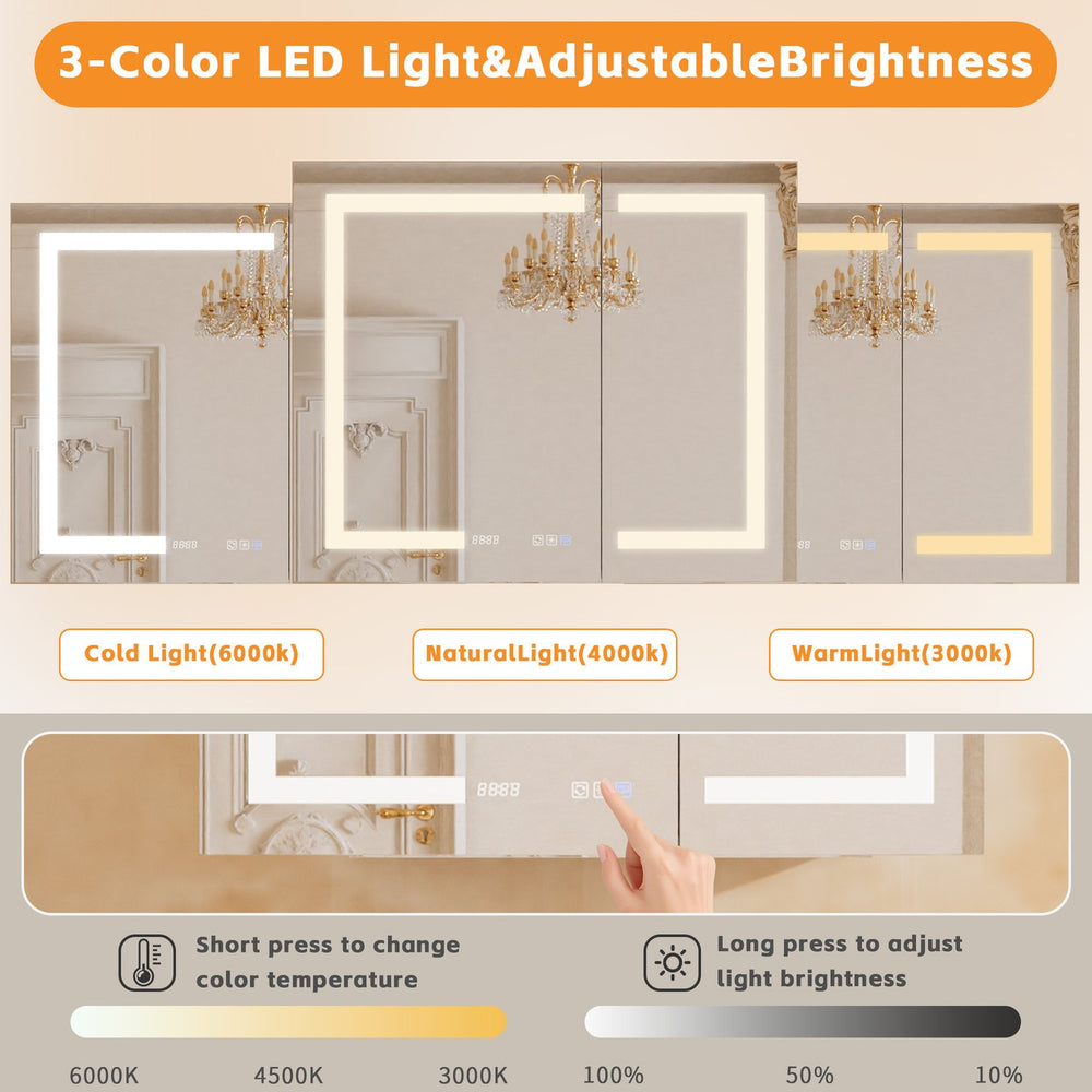 English Elm Lighted Aluminum Medicine Cabinet Smart Mirror with Anti-fog Led and Built-in Usb Outlet W5609P461309
